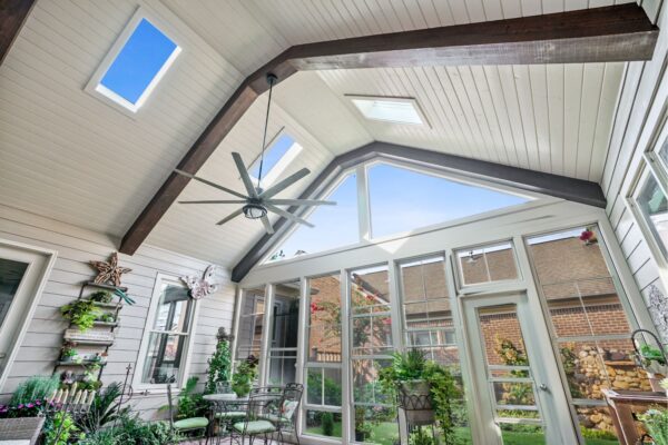 Screened porch with skylights to bring in natural light.