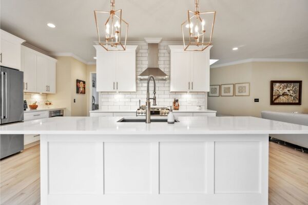 Spectacular kitchen remodel with single level island.